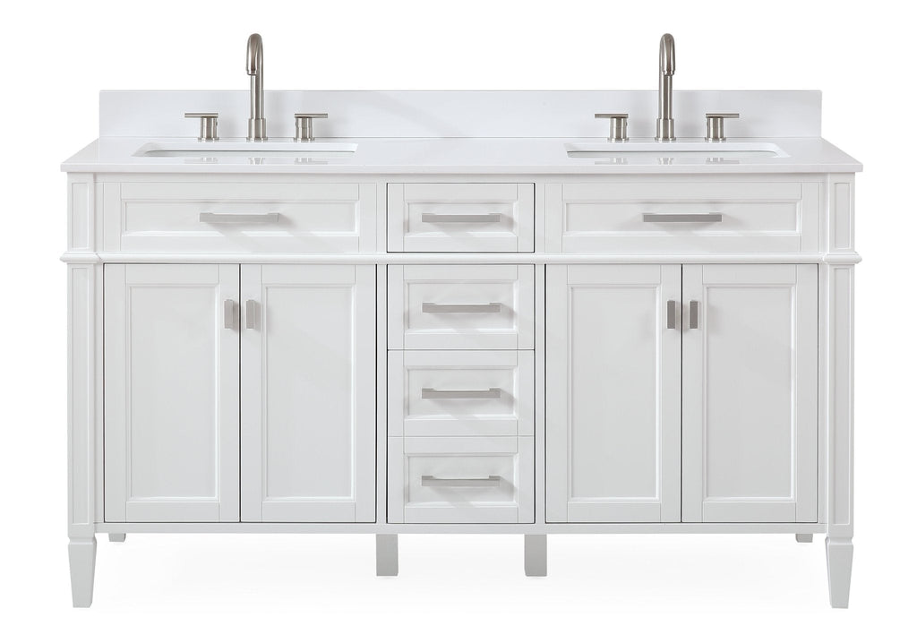 60'' Tennant Brand Durand Modern White Double Sink Bathroom Vanity