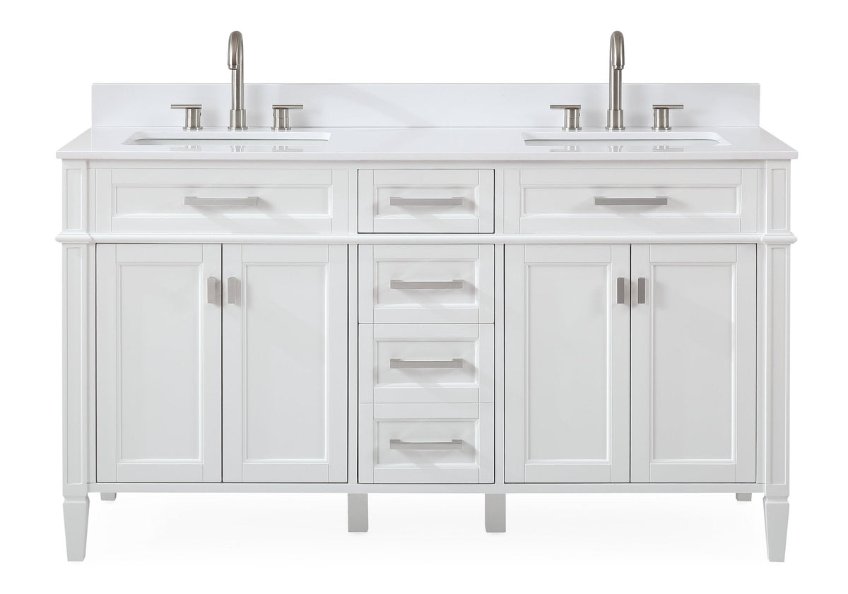 60'' Tennant Brand Durand Modern White Double Sink Bathroom Vanity