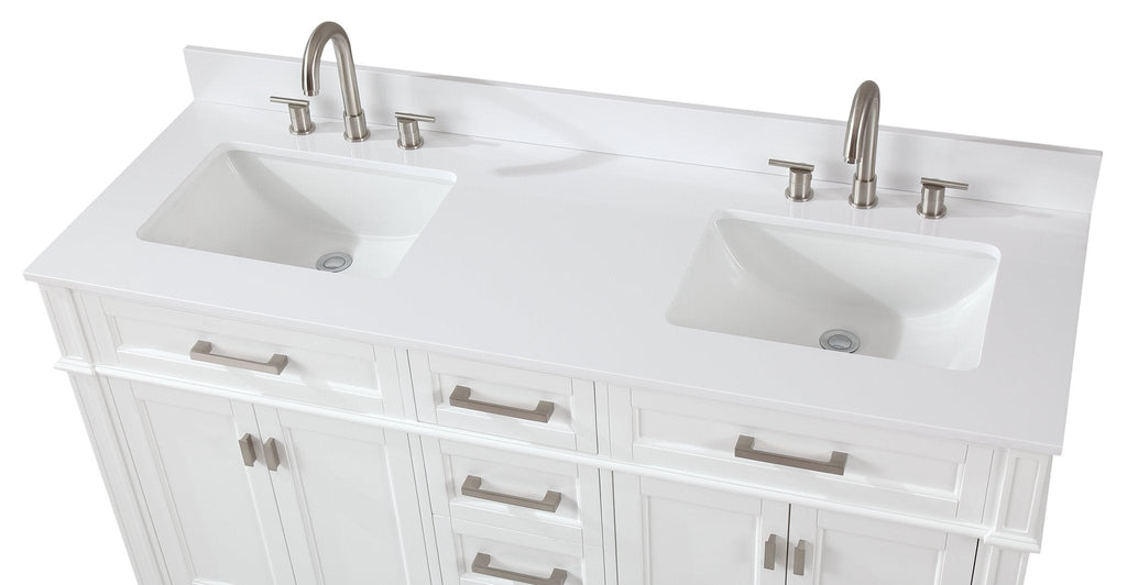 60'' Tennant Brand Durand Modern White Double Sink Bathroom Vanity