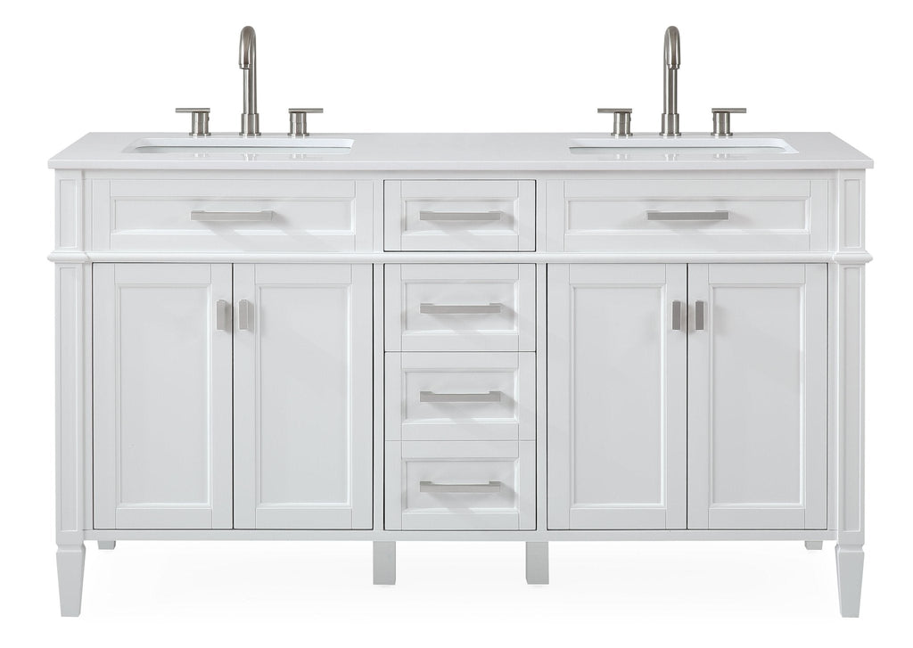60'' Tennant Brand Durand Modern White Double Sink Bathroom Vanity