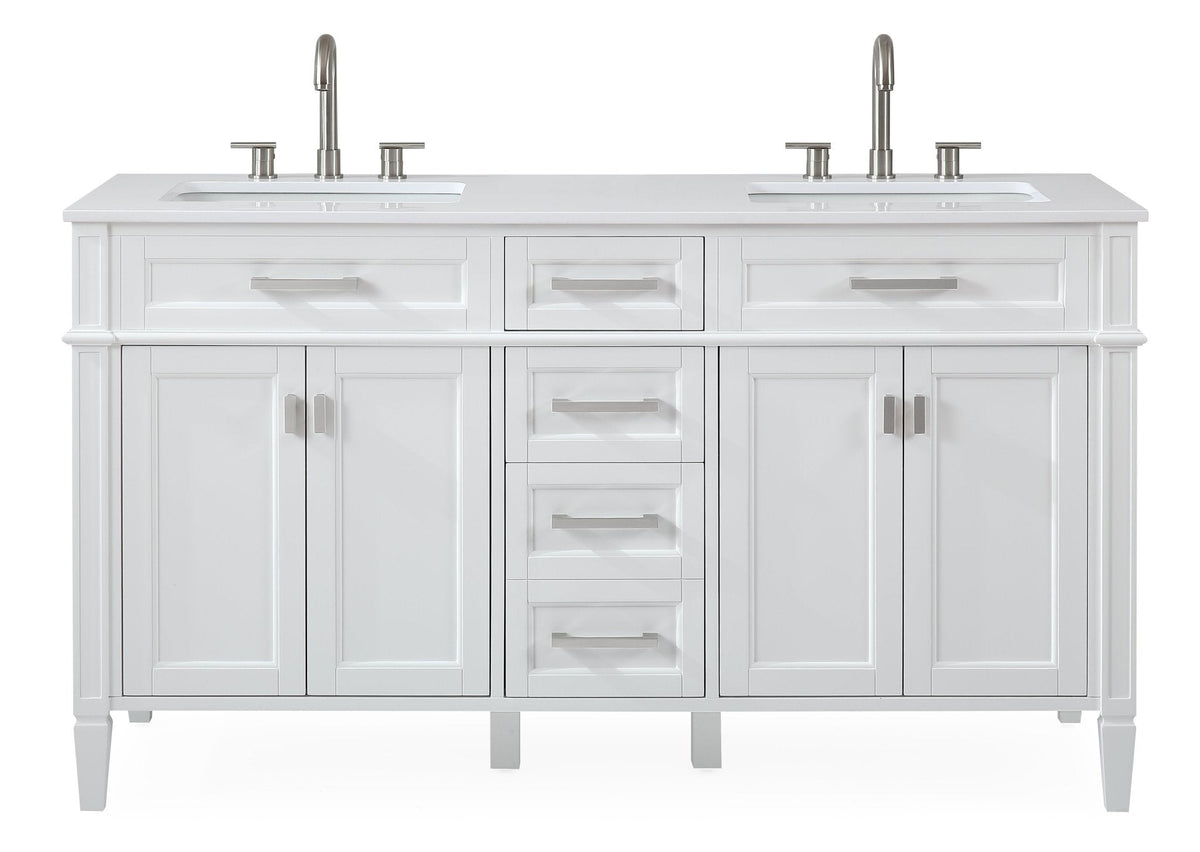 60'' Tennant Brand Durand Modern White Double Sink Bathroom Vanity