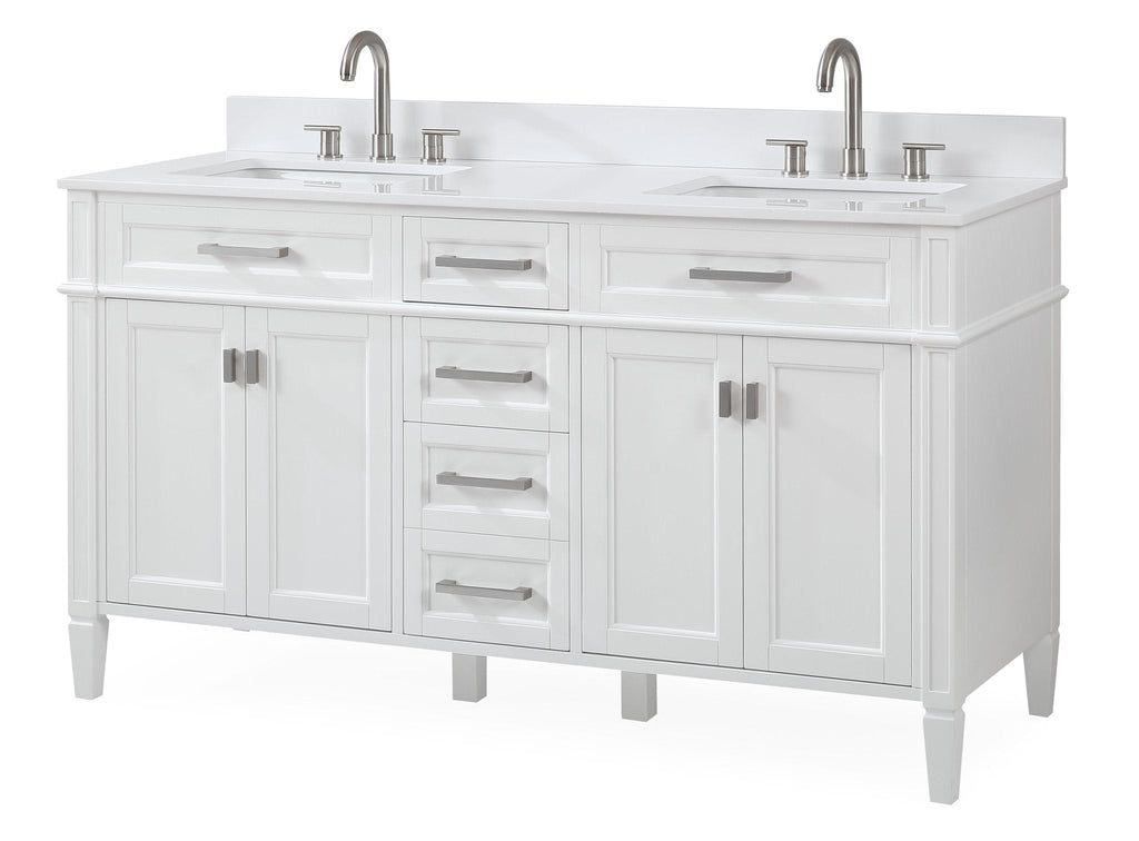 60'' Tennant Brand Durand Modern White Double Sink Bathroom Vanity