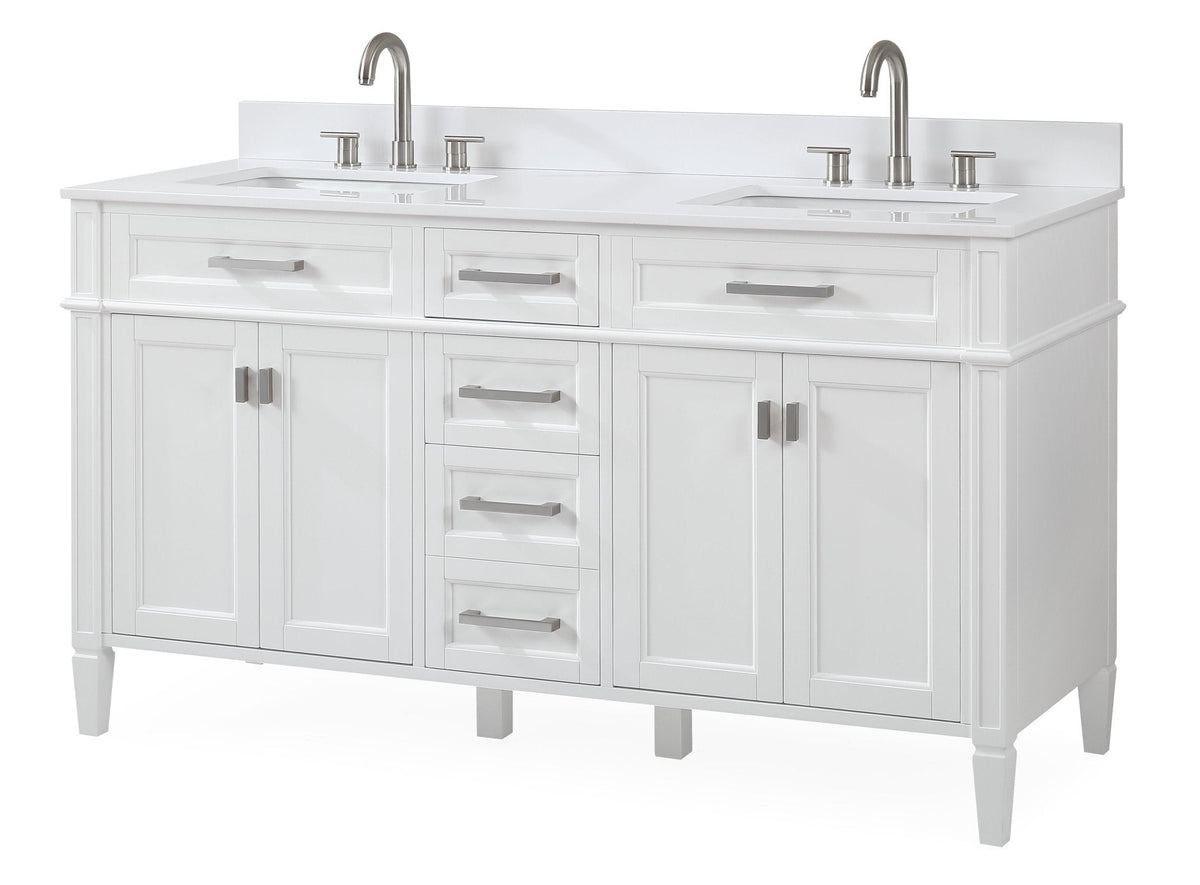 60'' Tennant Brand Durand Modern White Double Sink Bathroom Vanity